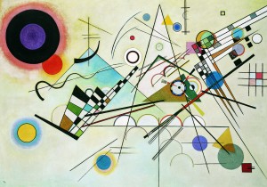 Vasily Kandinsky's "Composition 8" (Komposition 8), July 1923 Oil on canvas, 55 1/8 x 79 1/8 inches (140 x 201 cm) Solomon R. Guggenheim Museum, New York Solomon R. Guggenheim Founding Collection, By gift. 37.262